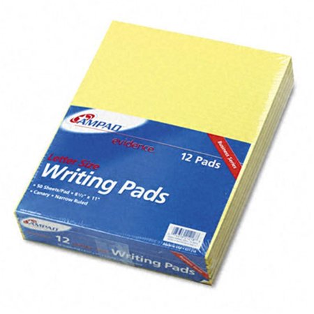 AMPAD Ampad 21218 Evidence Glue Top Narrow Ruled Pads  Ltr  Canary  12 50-Sheet Pads Pack 21218